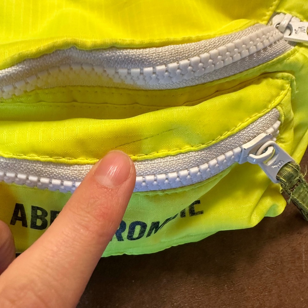 Abercrombie Neon Yellow Fanny Pack Belt Bag Double Zip Festival Rave - Picture 2 of 5